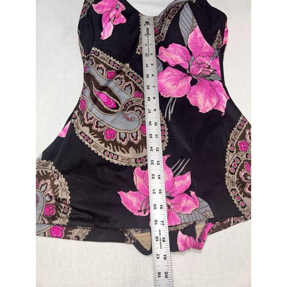 Roxanne Bra Fit Pink Floral 1-piece swimsuit 12/14 B Cup V-Front Skirt‎ - Picture 5 of 13